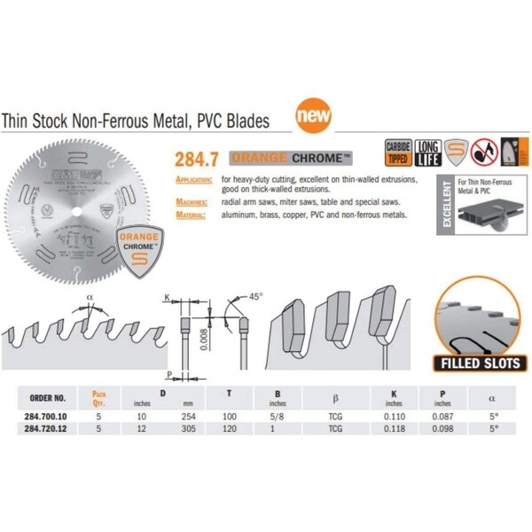 Chrome Thin Stock Non Ferrous Metal, PVC Saw Blades